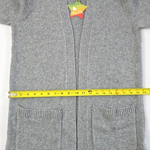 Tres Chic Women's Grey Wool Blend Open Front Long Cardigan Patch Pockets Size M - Picture 13 of 14